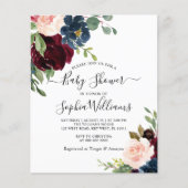 Budget Burgundy & Navy Baby Shower Invitation (Front)