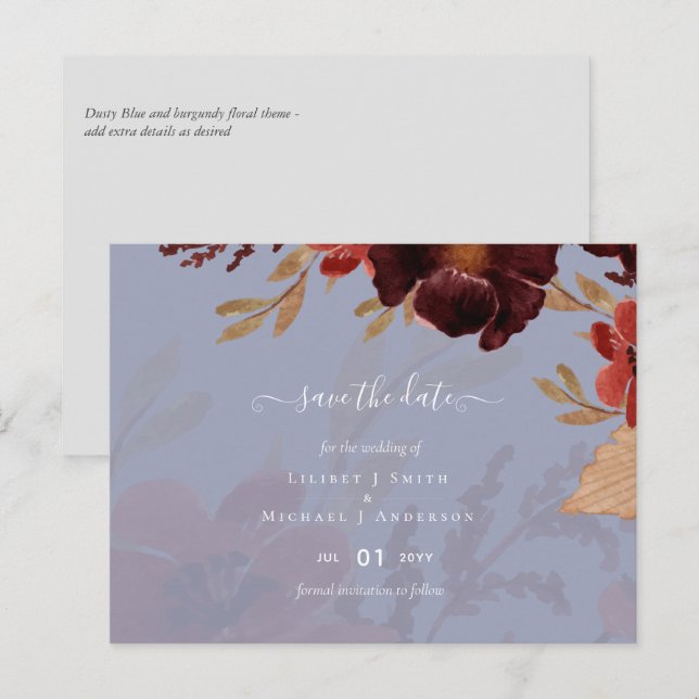 Budget Burgundy Orange Fall Floral Wedding Postcard (Front/Back)