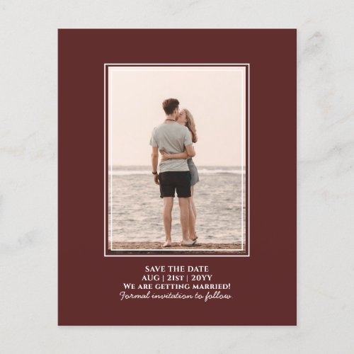 BUDGET Burgundy PHOTO Wedding Save Dates Flyer