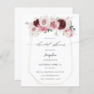 Budget Burgundy & Pink Floral Ele Bridal Shower 3