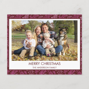 Budget Burgundy Red Leaf Pattern Merry Christmas Flyer