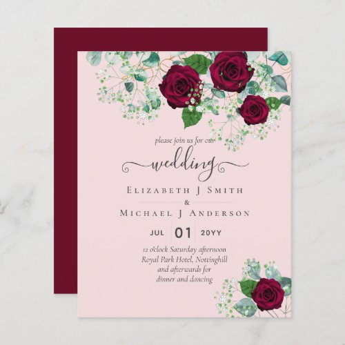 BUDGET  Burgundy Rose Eucalyptus Wedding