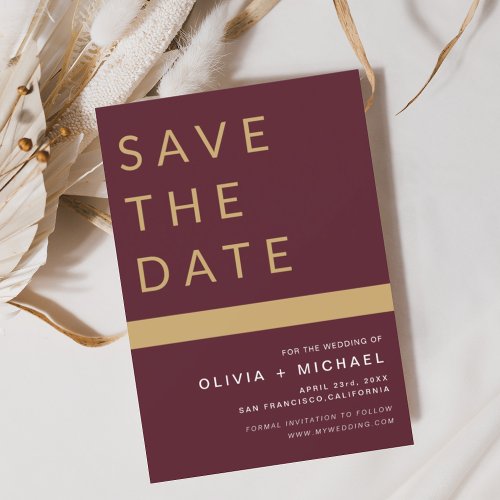  Budget Burgundy Save the Date Elegant Gold