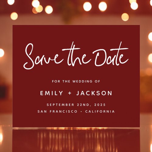 Budget Burgundy Save the Date Invitation