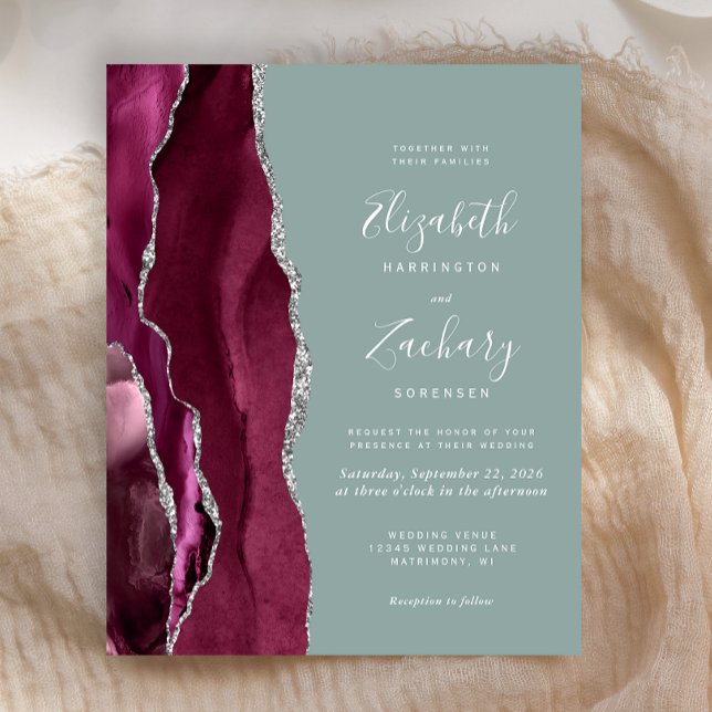 Budget Burgundy Silver Agate Sage Green Wedding (Creator Uploaded)
