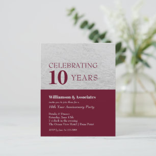 Budget Burgundy Silver Business Anniversary Invite