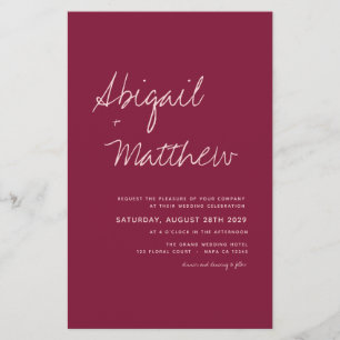 Budget Burgundy Simple Boho Wedding Invitation Flyer