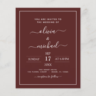 Budget Burgundy Wedding with Photo Invitation Flye Flyer
