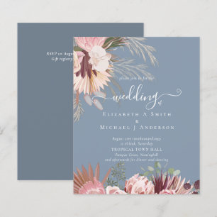 BUDGET Burgundy Wine Pampas Grass Tropical Wedding