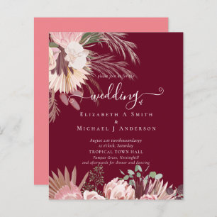 BUDGET Burgundy Wine Pampas Grass Tropical Wedding