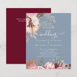 BUDGET Burgundy Wine Pampas Grass Tropical Wedding