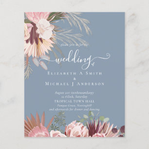 BUDGET Burgundy Wine Pampas Grass Tropical Wedding Flyer