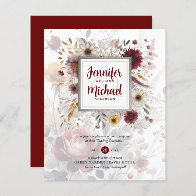 BUDGET Burgundy Yellow Floral (Front/Back)