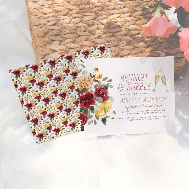 Budget Burgundy & Yellow Floral Brunch & Bubbly (Creator Uploaded)