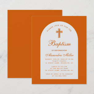 Budget Burnt Orange Girl Baptism Arch Invitation