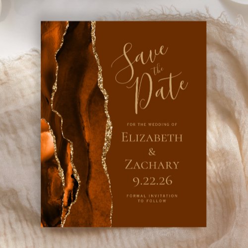 Budget Burnt Orange Gold Agate Brown Save the Date