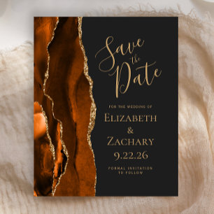 Budget Burnt Orange Gold Agate Dark Save the Date