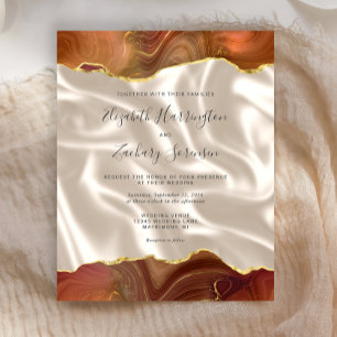 Budget Burnt Orange Gold Agate Ivory Silk Wedding