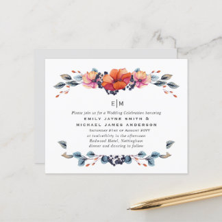 Budget Burnt Orange Green Wedding Invitations