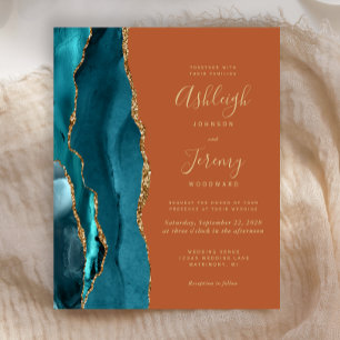 Budget Burnt Orange Teal Agate Wedding