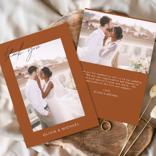 Budget Burnt Orange Wedding Photo Thank You Cards