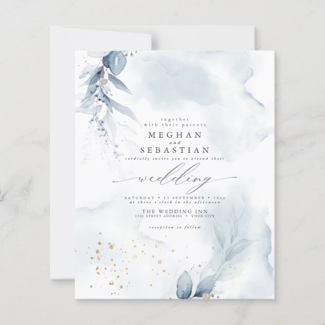 Budget But Beautiful Dusty Blue Foliage Watercolor (Front)