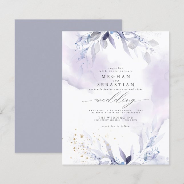 Budget But Beautiful Elegant Violet Watercolor (Front/Back)