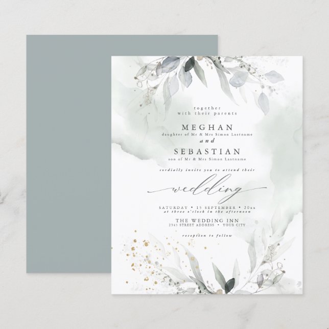 Budget But Beautiful Elegant Watercolor Foliage 2 (Front/Back)