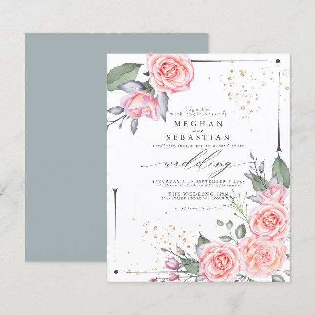 Budget But Beautiful Rustic Pink Roses (Front/Back)