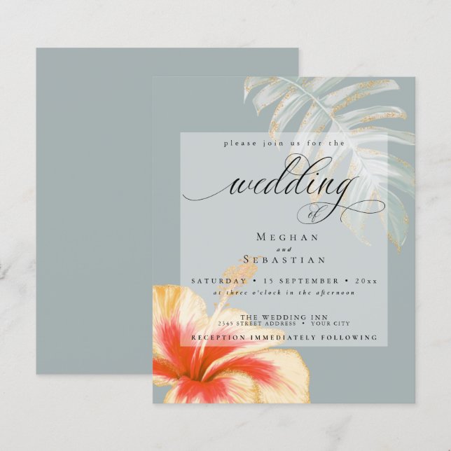 Budget But Beautiful Wedding CoralYellow Hibiscus (Front/Back)