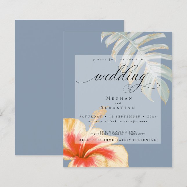 Budget But Beautiful Wedding CoralYellow Hibiscus (Front/Back)