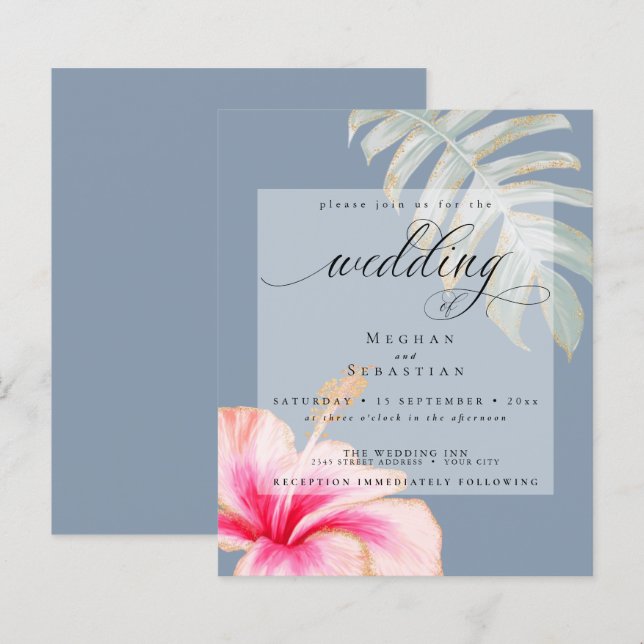 Budget But Beautiful Wedding Pink Hibiscus (Front/Back)