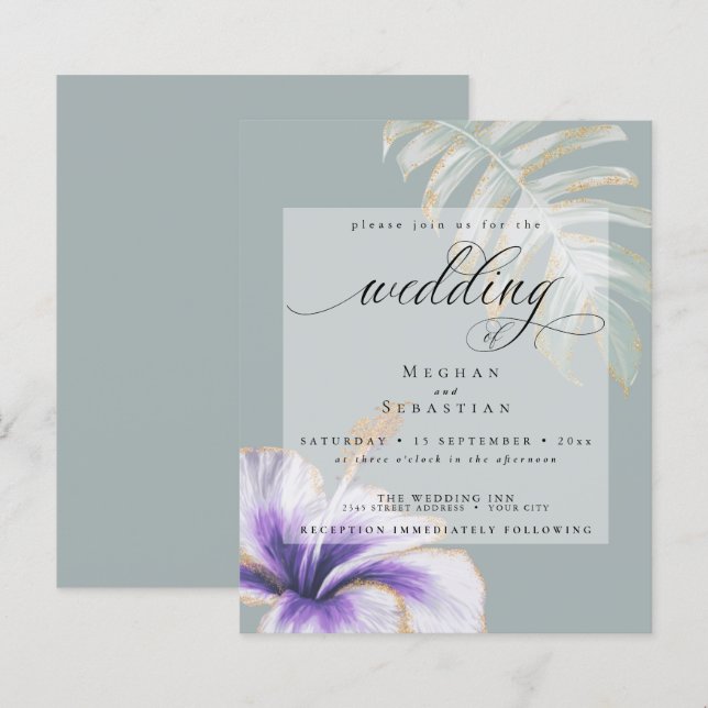 Budget But Beautiful Wedding Violet Hibiscus (Front/Back)