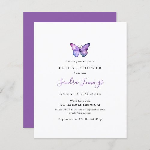 Budget Butterfly Bridal Shower Elegant Minimalist