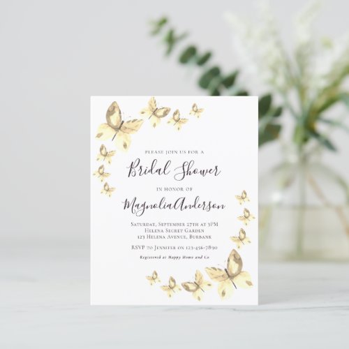 Budget Butterfly Bridal Shower Invitation
