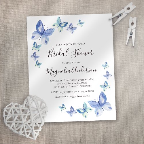 Budget Butterfly Bridal Shower Invitation