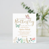 Budget Butterfly Garden Gold Baby Shower Invite (Standing Front)