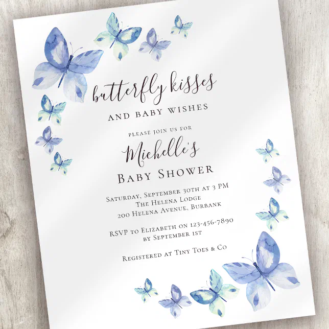Budget Butterfly Kisses Baby Shower Invitation Zazzle