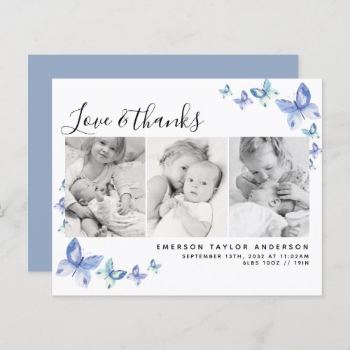 Budget Butterfly Photo Baby Thank You Card