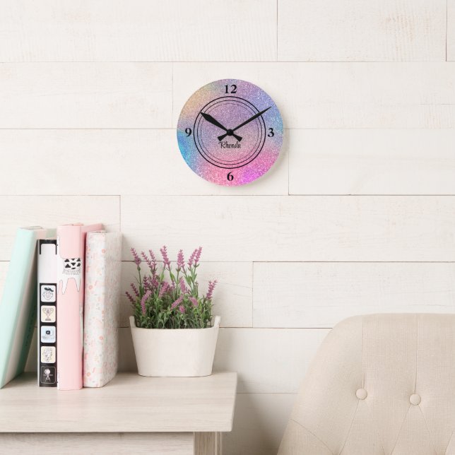 Budget Buy, Glam Sparkly Glitter Print 8-inch Round Clock (Reading Room)
