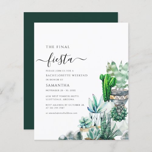 Budget Cacti Plant Bachelorette Party Invitation