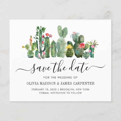 Budget Cactus Cacti Succulent Floral Save the Date