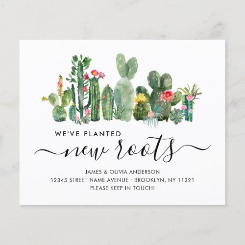 Budget Cactus Planted New Roots Moved Moving Card