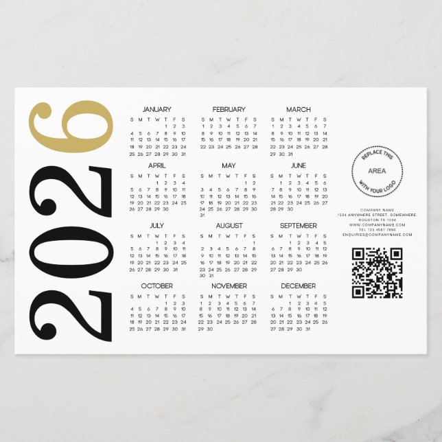 Budget Calendar 2026 Logo QR Code Happy New year (Front)