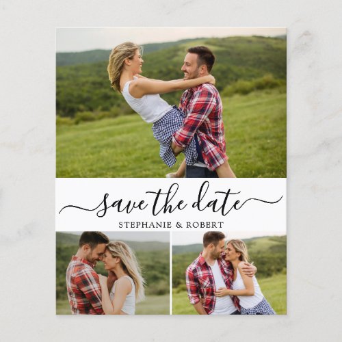 Budget Calligraphy 3 Photo Collage Save The Date Flyer