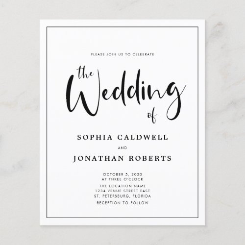Budget Calligraphy Border Details Wedding Invite