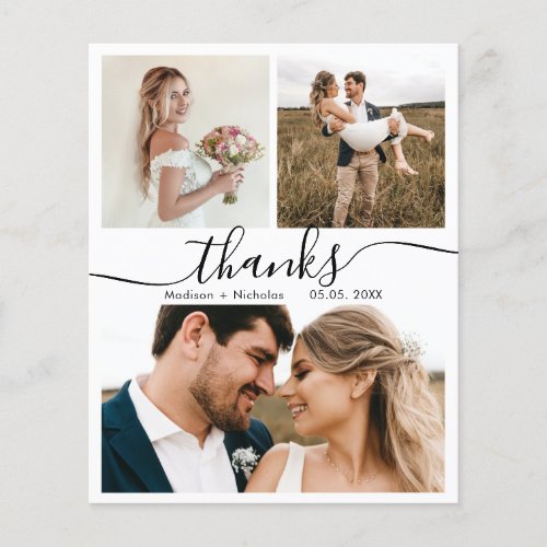 Budget Calligraphy Collage Wedding Thank You Flyer