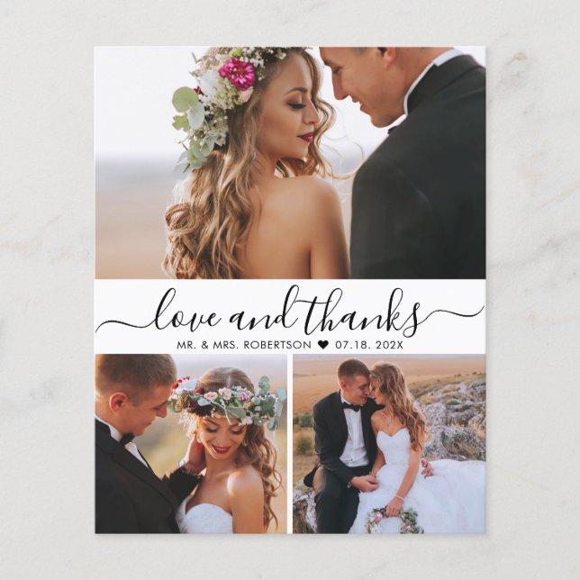 Budget Calligraphy Collage Wedding Thank You Flyer (Front)