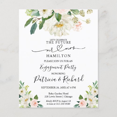 Budget Calligraphy Engagement Party  Announcement