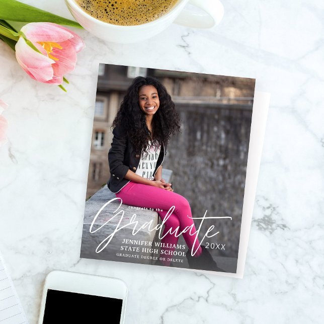 Budget Calligraphy Graduate Photo Modern Announcem (Creator Uploaded)